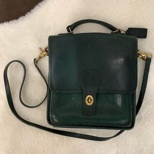 Vintage Coach Willis Station Green Leather